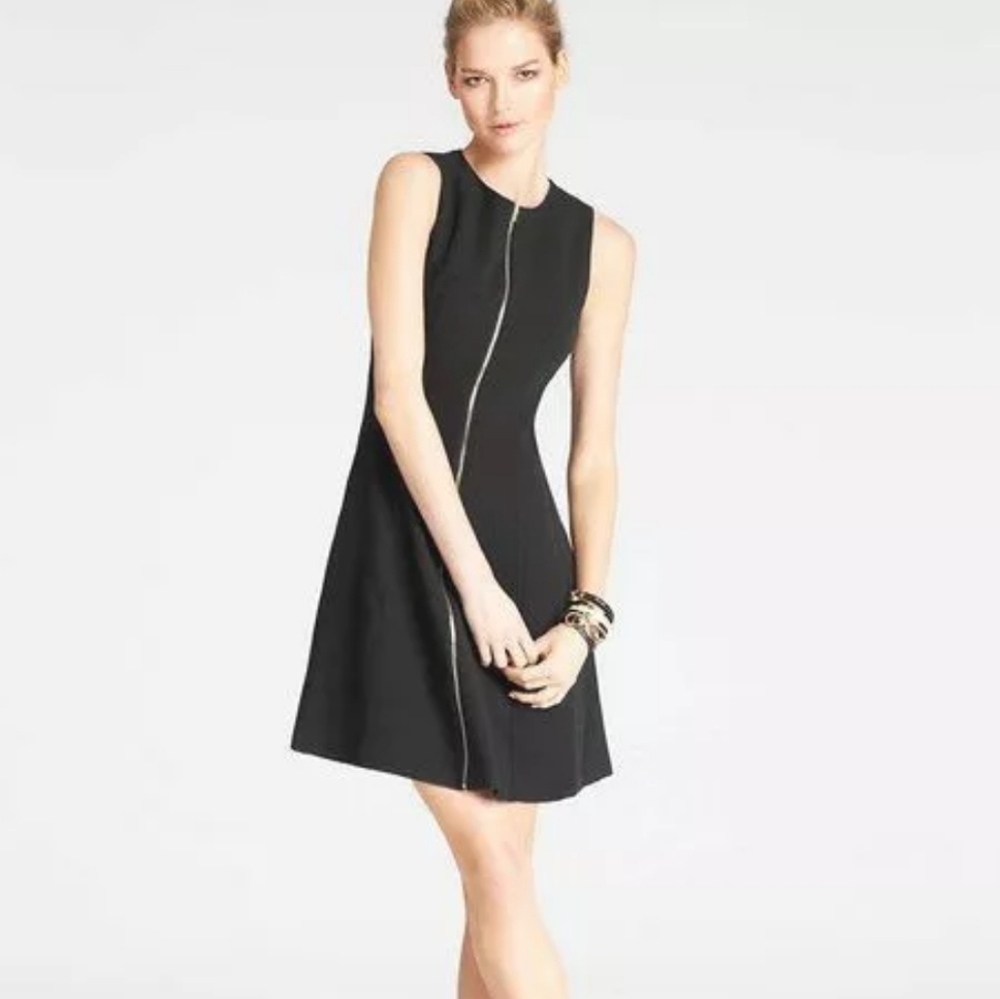 Ann Taylor black zip up dress 0P